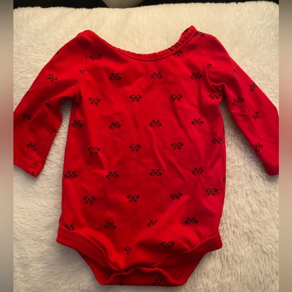 Baby girl red bow bodysuit